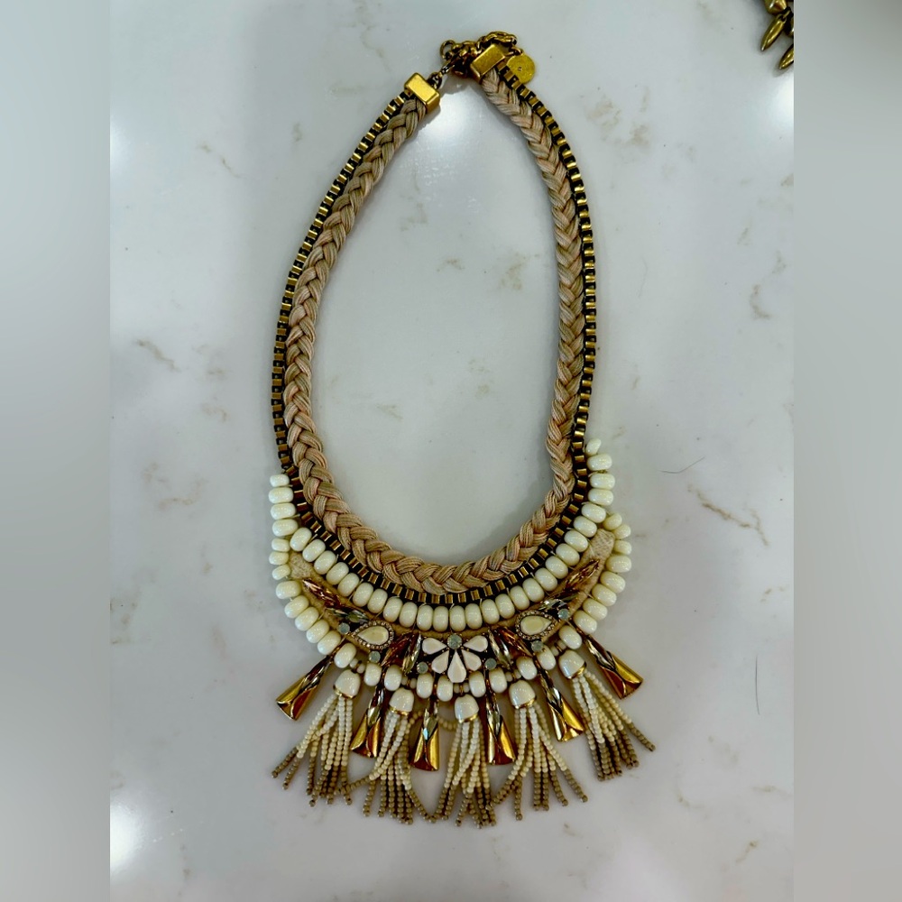 Stella & Dot beige/Taupe and Gold statement necklace